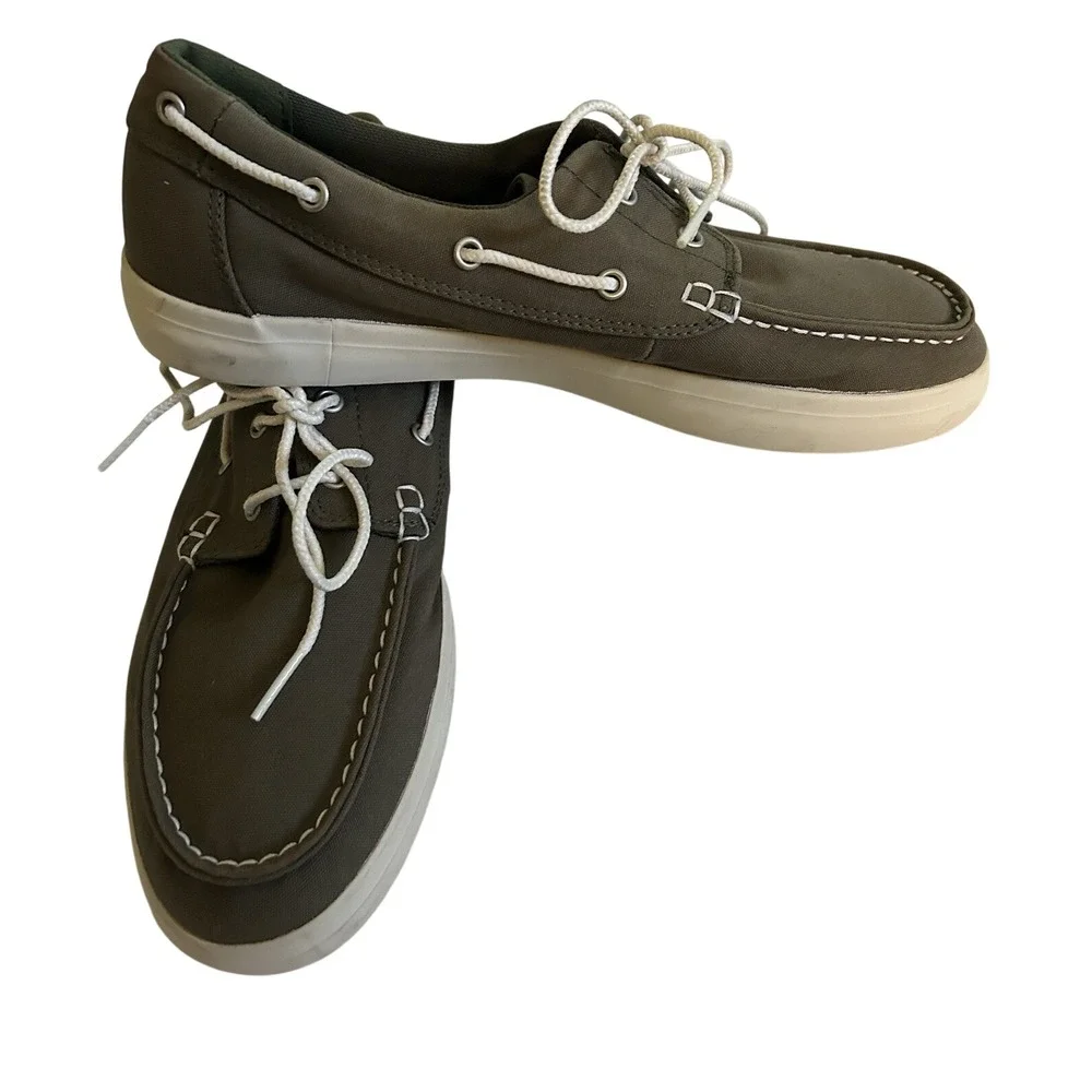Timberland Cotton Gray‎ Canvas Boat Shoe Men US 8.5M